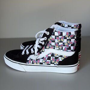 Vans Filmore Hi Butterfly Checkerboard Sneakers Size 9.5